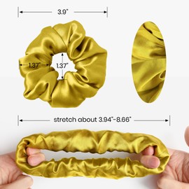 LILYSILK Silk Hair Scrunchies Frizz Breakage Prevention Elastic 100% Mulberry Silk Hair Ties Ponytail Holders, 1PC Zinnia Yellow
