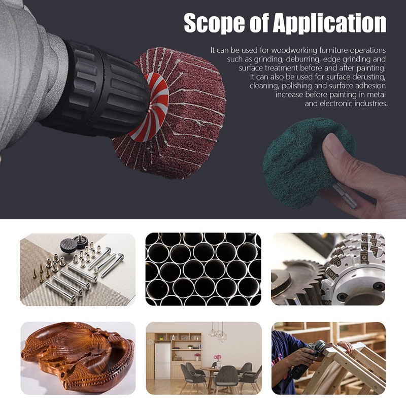 Glarks 10 Pack Non Woven Abrasive Wheel Drill Buffing Attachment