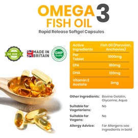 Red Label Health Omega 3 Fish Oil 1000mg, 30 Softgels (1 Month Supply), Double Strength 180mg EPA and 120mg DHA, Supports Eye, Heart & Brain Health for Men & Women - UK Made