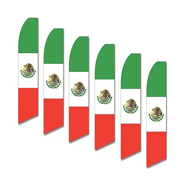 Six (6) Swooper Flags Bandera De Mexico (Flag Of Mexico)