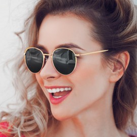 YWWPMDOF Round Sunglasses Women Men - Trendy Small Circle Polarized Sun Glasses UV Protection