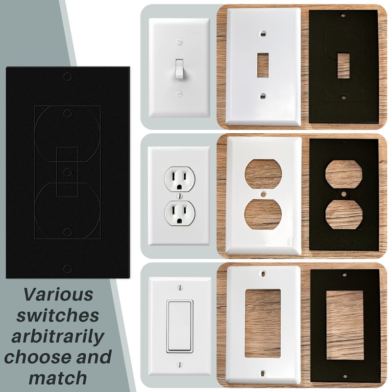 Tondiamo 20 Pcs Black Wall Insulation Gasket Rectangle Wall Plate