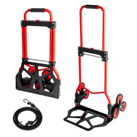 Stair Climbing Cart,Stair Climbing Hand Truck Dolly, 330 lb Capacity Heavy Duty Folding Hand Truck with Telescoping Handle and 6 Wheels and 2 Ropes