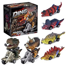 Dinosaurios Juguetes para Niños, 6 Piezas Carritos Juguetes para Niño, Juguete de Dinosaurio Deslizantes de Motocicleta, Carro de Dinosaurios Regalos para Niños y Niñas de 2 3 4 5 6 7 Años