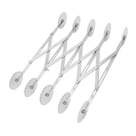 Raguso Pastry Cutter, Locking Device, 5-Wheel Pizza Cutter, Stainless Steel, Retractable, Precise Cutting for Baking in the Kitchen, for Cakes