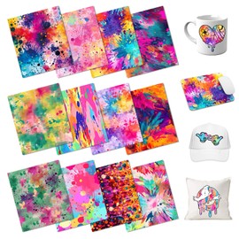 HTVSTD Paint Splatter Sublimation Ink Transfer Sheets-15pcs 12*10 in Watercolor Patterned Sublimation Transfer Paper for Mugs DIY