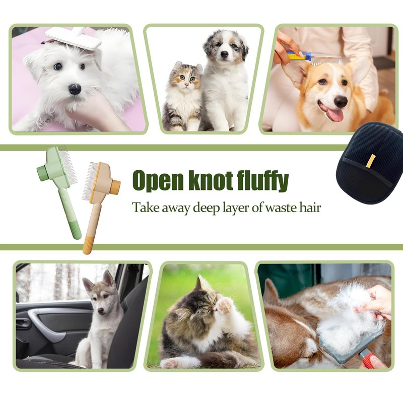 3Pcs Flea Comb & Pet Hair Remover Glove Set -
