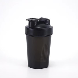 Shaker Bottle for Protein Shakes and Pre-Workout, 400ml, Clear/Black (black)