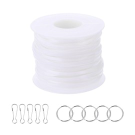 PATIKIL Lanyard String Kit, Plastic Lacing Cord Gimp String Lanyard Weaving Kit with Lanyards Accessories for Jewelry Making DIY Crafts, Bracelets, Keychains, White