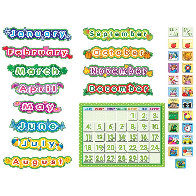 Teacher Created Resources TCR4188 Polka Dot School Calendar Bulletin Board