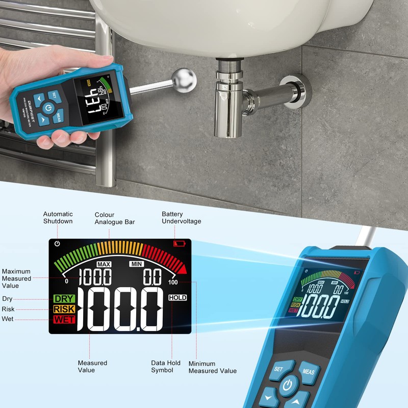 Wood Moisture Meter, DURFICST Pinless Moisture Meter with Colour LCD