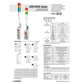 ATES-R, Andon Light, Selector Switch Control Box, 9.45" Pole w/L Bracket, Red Flashing, 110VAC, 6ft Power Cord