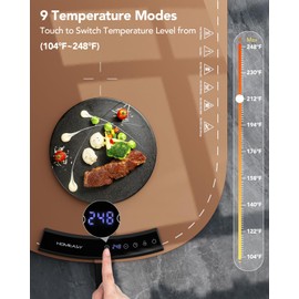 Food Warming Mat, Electric Warming Trays for Buffet & Party Rollable Food Warmers Silicone Heating Mat with 9 Temperature Setting 23.1"x15.9" (Brown)
