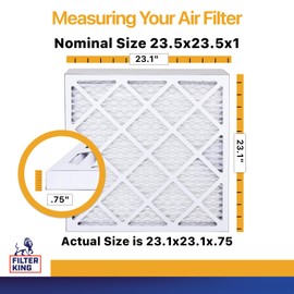 Filter King 23.5x23.5x1 Air Filter | 12-PACK | MERV 13 HVAC Pleated A/C Furnace Filters | MADE IN USA | Actual Size: 23.5 x 23.5 x .75"