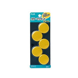 プラス カラーマグネット 直径30mm CP-030M イエロー 80-597