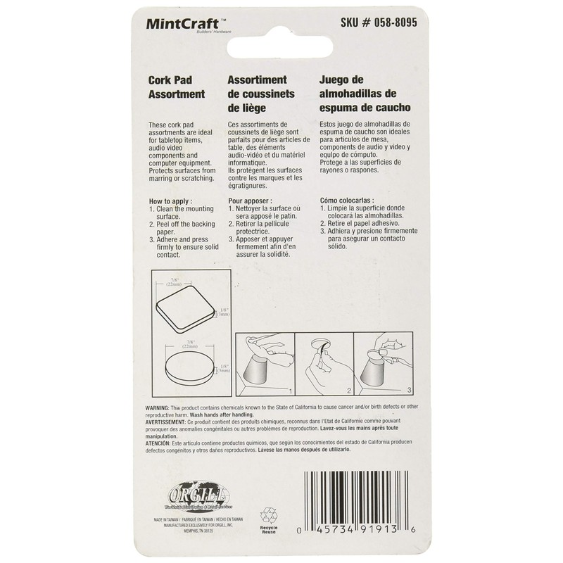 MINTCRAFT FE-50705 Cork Pads Assortment,Beige