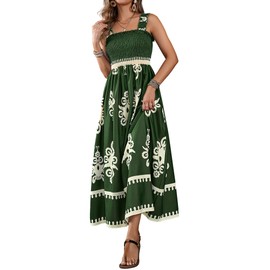 UEAL Womens Sundresses Boho Dresses Spring Summer Wedding Guest Dresses for Women 2025 Medium Green
