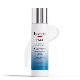 Eucerin Hidratacin facial diaria hidratante facial de amplio espectro SPF 30, hidratante diario con cido hialurnico que suaviza las lneas finas y las 
