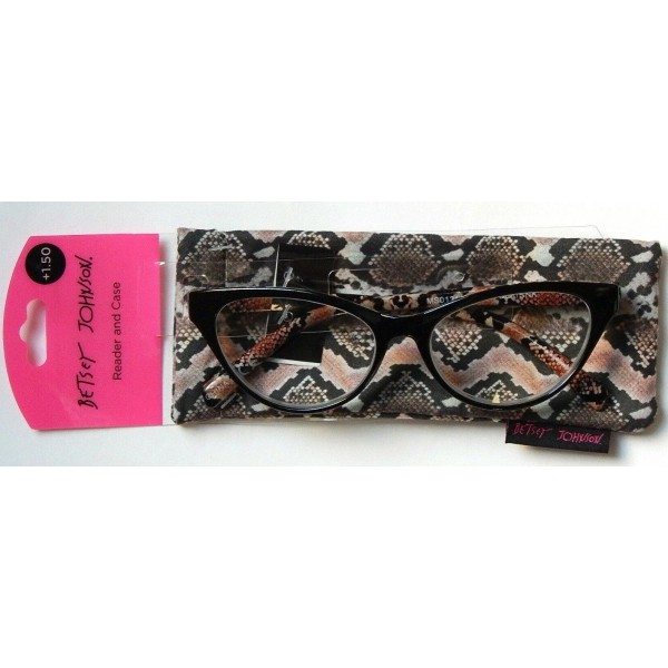 BETSEY JOHNSON SET READING GLASSES READERS & CASE CAT EYE