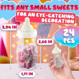 Baby Bottles for Baby Shower Game - 24Pcs Plastic Baby Bottles for Baby Shower Decorations Mini Baby Bottles for Baby Shower Decor - 3.94 inch Baby Bottle for Baby Shower Game Small Baby Bottles