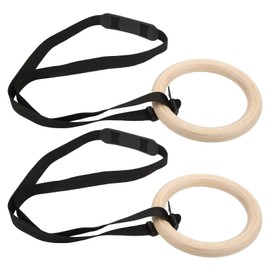 NOENNULL 1 Pair Wooden Calisthenics Rings, Wooden Gymnastic Rings with Straps Exercise Gym Rings Athletic Rings Pull Up Training Rings Gymnastics Equipment for Home, Adults and Kids