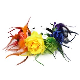 Bubbmi Rainbow Flower Headband, Mexican Crown Headband, Pride Day Mardi Gras Hairband, Day of the Dead Headpiece, Carnival Festival Headwear, Dia De Los Muertos Hairhoop