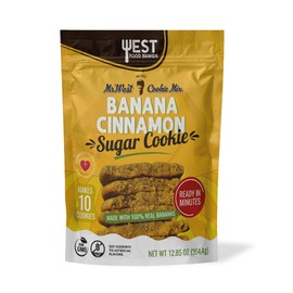 West Food Brands Real Banana Flavor Cinnamon Sugar Cookie Mix - Gluten Free Cookie Mix, Allergen Free & No Artificial Sweeteners - Natural Ingredients Cinnamon Cookies (1 Pack, 10 Cookies)