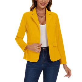 MINTLIMIT Womens Blazers Suit 2 Buttons Suits Notched Lapel Jackets Elegant Business Formal (Yellow M)