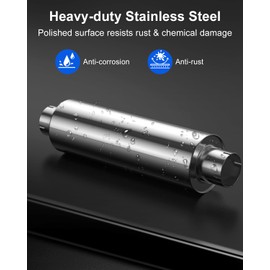 JY PERFORMANCE 4 Inch Inlet Diesel Muffler Exhaust with Clamp- 7" x 24" Body - 30" OAL - Straight Through - Stainless Steel - Welded On Resonator, Polished - TIG Welding