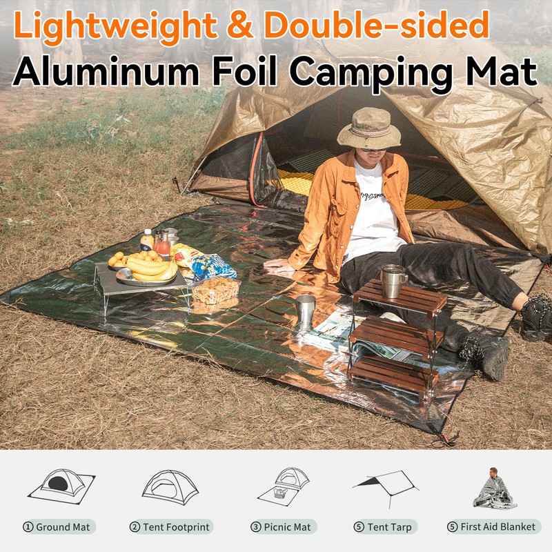 HIKEMAN Reflective Aluminium Camping Mat - Ultralight Aluminium Foil Insulation,