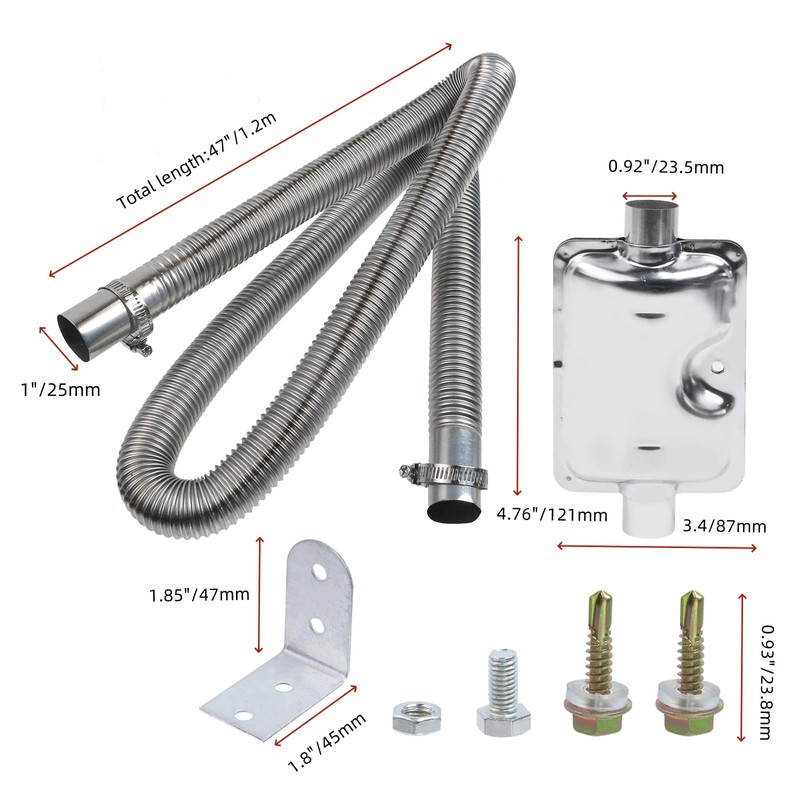 FarBoat 1Pcs Generator Muffler Silencer Kit Stainless Steel Diesel Heater
