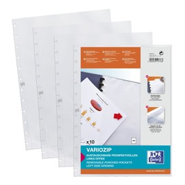 Elba ManageMe 74431 Document Sleeves A4 Polypropylene, 0.08 mm with Vario Zipp, Pack of 10, Clear Transparent Plastic Sleeves A4 manageMe! glasklar, transpartent
