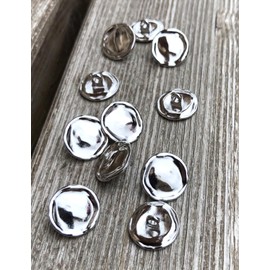 Pack of 10 Modern Silver Coloured Shiny Metal Buttons Eyelet Buttons 9 mm, 15 mm, 20 mm or 23 mm (23 mm)