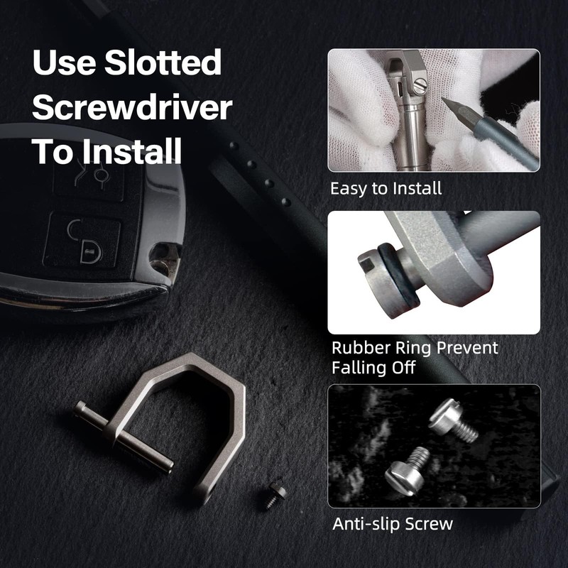 MecArmy CH2 Titanium D Shape Key Ring, Utility Keyring with