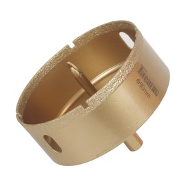 JIECHENG Brazed Diamond 3-1/2 inch Hole Saw with Center Drill Bit for Ceramic,Porcelain,Tile,Glass,Granite Quartz,Marble,Gemstone,Dry Drilling 90mm