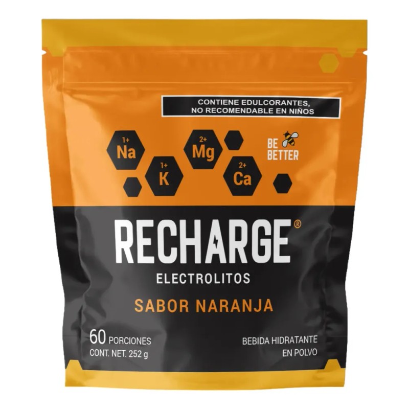 Recharge Electrolitos En Polvo 60 Porciones Sabor Naranja