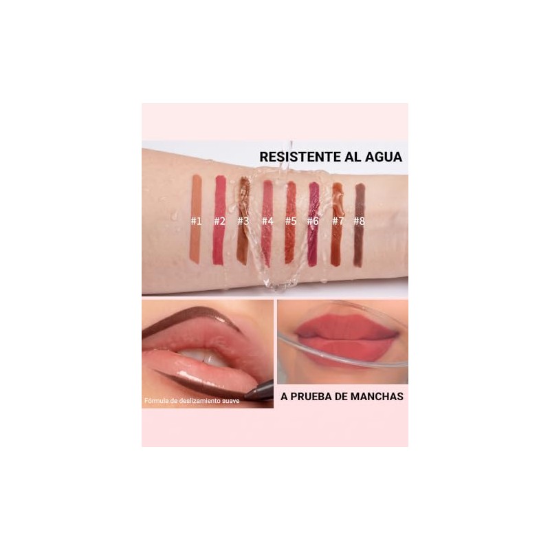 Erinde Lápiz Delineador de Labios en tono Crema Mate,Larga Duración,