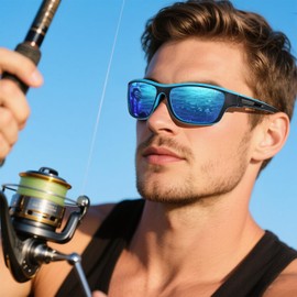 Sports Sunglasses for Mens Women Polarized Wrap Around Lightweight with Glasses Strap UV Protection for Fishing Driving