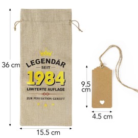 COLOFALLA 40th Birthday Women 40th Birthday Men 1984 Gifts Wine Bag Wine Gift Bag Wine Packaging 40th Gifts for Birthday 40th Birthday