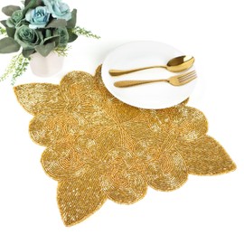 Farmhouse Beaded Placemats for Dining Table Dia 13 Inches Beaded Placemats Round for Gathering Thanksgiving - Occasional Decoration and Family Parties Celebrations - 2 Pack - Rubber Ducky