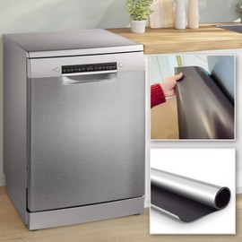 Stainless Steel Dishwasher Magnet Cover (23" x 28" Sheet) — Brushed Silver Magnetic Dishwasher Door Cover to Hide Dents and Scratches — Front Panel Cover for Dishwashers - Magentic only