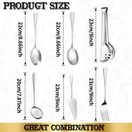 ZLMTZDJD 6pcs Serving Utensils Set, Large Stainless Steel Serving Utensils - Durable for Buffets, Dinner Parties, Weddings and Restaurants (6PCSsilver)