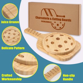 cenleoha Pickleball Charcuterie Boards Set, Cheese Board with Handle 17"x8.5"+ Plate 8.5", Serving Tray & Cutting Board Set for Pickleball Fans Club Gatherings, Gifts for Pickleballs Lovers