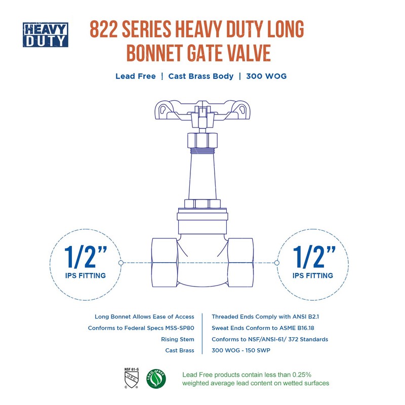 Midline Valve I44U234 Long Bonnet Gate Valve with Wheel Handle,