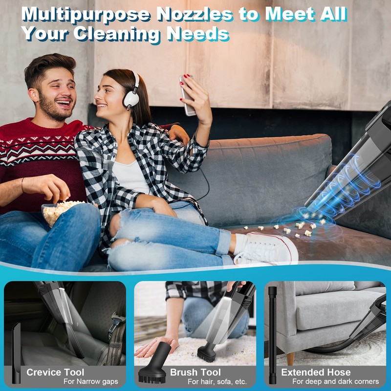 Handheld Vacuum Cordless Car Vacuum Portable with LED Light, High