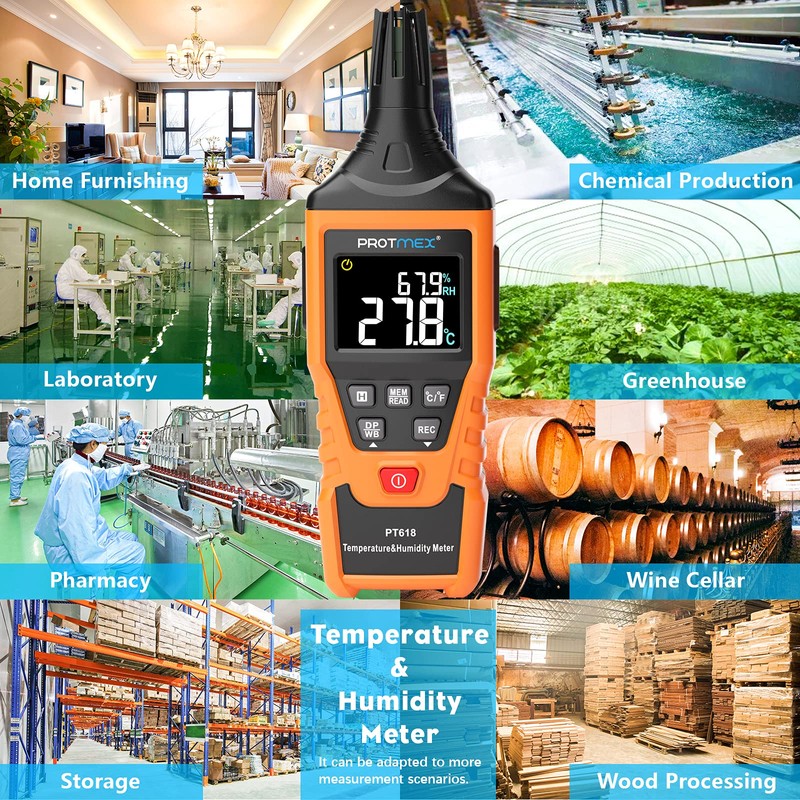 Protmex PT618 Temperature Humidity Meter, Thermometer Hygrometer Monitor with Ambient,