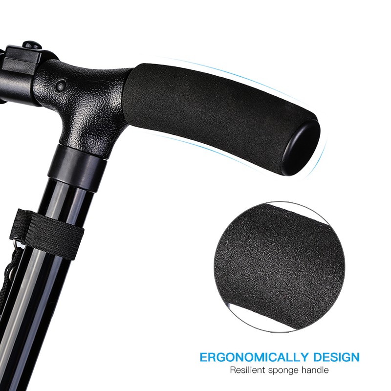 Self Standing Folding Walking Cane Lightweight Walking Stick with LED