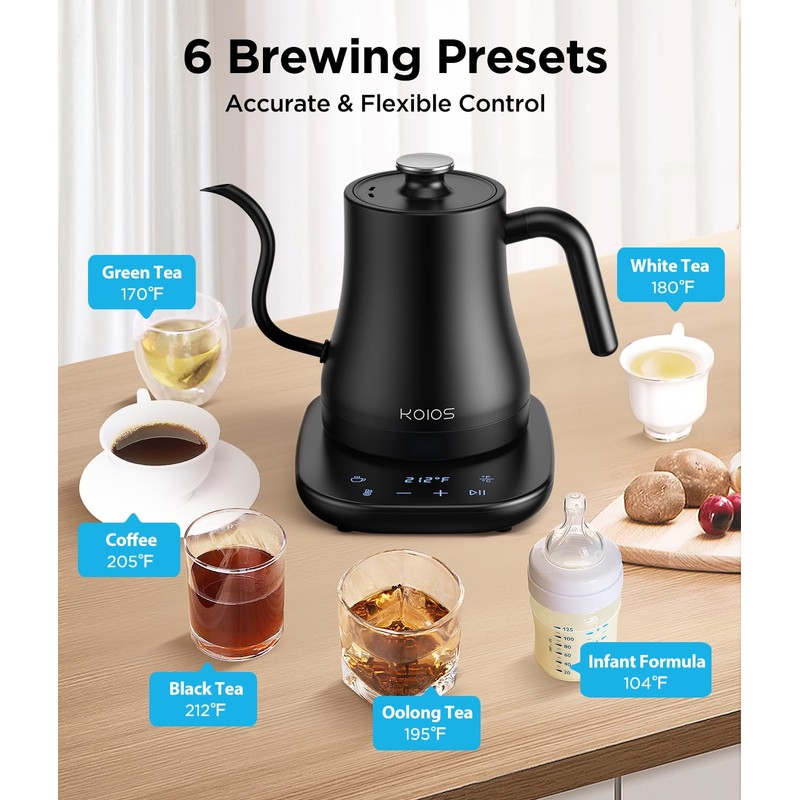 Gooseneck Electric Kettle with Temperature Control, 27oz/0.8L Fast Heat Electric