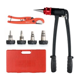 ZUVER PEX Auto Rotation Expansion Tool Kit with 4 Matte Nickel Plated Heads (3/8", 1/2", 3/4", 1") – Efficient and Reliable PEX-A Expander Tool Set with Pipe Cutter Meets ASTM F1960 Standard