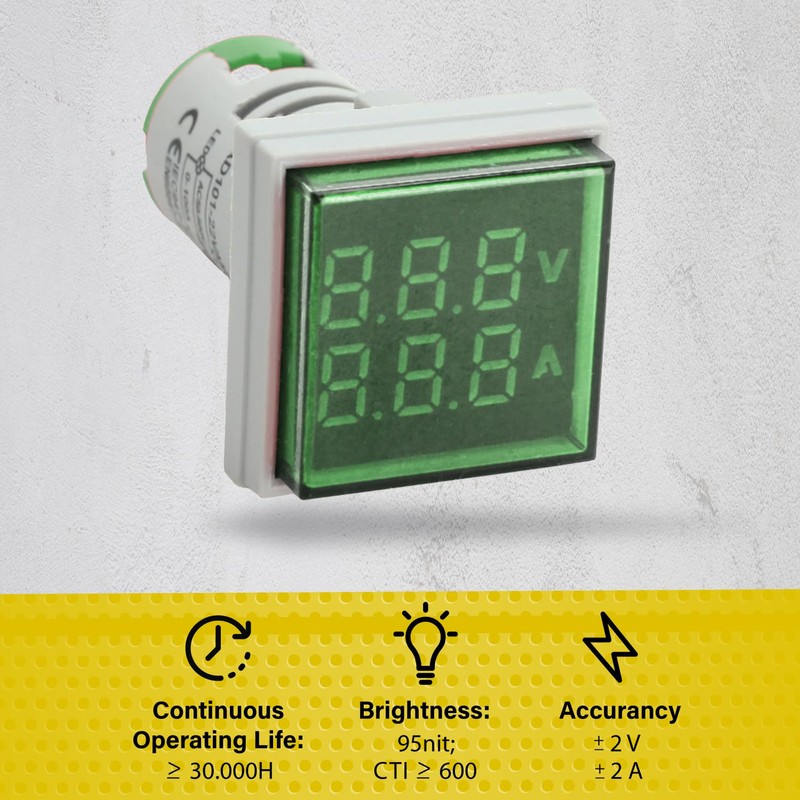 LED Voltage Display Panel Mount Volt Amp Meter, AD101-22VAMS 22mm